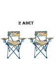 2 Adet Desenli Katlanır Kamp Piknik Sandalyesi Rejisör Koltuğu thumbnail 1