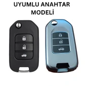 Honda Fc5/H-RV/C-RV Anahtar Uyumlu Silikon Oto Anahtar Kumanda Kabı Kılıf Füme - 2