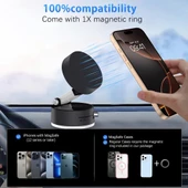 360 Dönebilen Ayarlanabilir Araç Içi Tutucu Kullanılabilen Vakumlu A2 Pro Magsafe ile Uyumlu Telefon Tutucu - 4