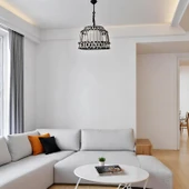 Martin Siyah Beyaz Rattan Sarkıt Avize - 2