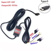 Araç İçi Kamera Adaptörü 12-24V/5V  Type-C 3A Park Modu Adaptör - 2