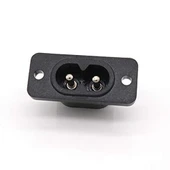 220V 5A AC Dişi Power Giriş Soketi C7 2 Pin Panel Montaj Tip Elektrik Güç Kablo Bağlantı Konnektörü thumbnail 7