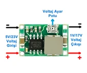 Mini-360 Voltaj Düşürücü Modül Güç Kaynağı Ayarlanabilir Voltaj Çıkışı 1V/ 17V Rc Uçak Araba Quadco thumbnail 5