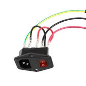 Kablolu 220V Erkek Power Soketi Sigorta Yuvalı ve Işıklı Açma Kapama Anahtarlı Kulaklıklı Montaj Tip - 6
