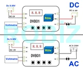 DVB01 DC12V Modül Voltmetre Şarj Deşarj Koruma Voltaj Aralık Karşılaştırıcı 220V 6A Röle Kontrol thumbnail 5