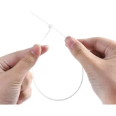 100 Adet Cırt Kelepçe 4,8x250 mm Plastik Beyaz Renk Zip Kablo Bağı Çok Amaçlı Bağlama - 4