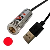 Usb Kablolu 5mW 650nm Nokta Çizgi Lazer Modül 1 Metre Kablo Lens ile Odak Ayarlı 12mm Çap İşaretle thumbnail 1