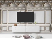 3D Saray Beyaz Panel Altın Motif Duvar Kağıdı Baskı thumbnail 3