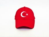 salarticaret AY YILDIZ TÜRK BAYRAKLI KIRMIZI ŞAPKA - 1