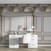 3D Saray Beyaz Panel Altın Motif Duvar Kağıdı Baskı thumbnail 4