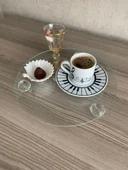 Cam Sunumluk sephpa üstü Pasta Tabağı kahve sunumu - 3