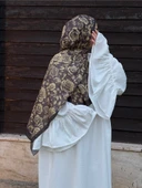 Pamuklu Soft Roza Desen Şal-Acı kahve - 5