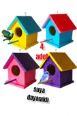 ncy Ahşap Kuş Evi Kuş Yuvası Dış Mekan Suya Dayanıklı 4 Adet 15x15x20 Cm - 1