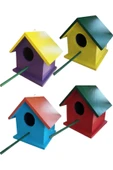 değerli hobi Ahşap Kuş Yuvası Dış Mekan Suya Dayanıklı 4 Adet 15x15x20 Cm - 1