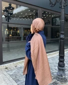 Taş Desen Pamuklu Jakar Şal-Kahve - 8