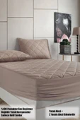 Formeya Pamukkale Alez Set Kahverengi %100Pamuk Kapitone Yatak Koruyucu Alez-2 Adet Yastık Koruyucu(11 Ebat) - 2