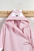 Formeya %100 Pamuk Bebek Çocuk Bornozu Kapüşonlu Nakışlı Hayvan Figürlü Bornoz - 4