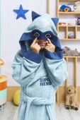 Kapşonlu Çocuk Bornoz %100 Pamuklu Su Emici Hayvan Figürlü - 3