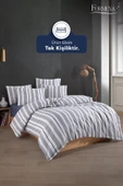 Formeya Düğmeli Lastikli Çarşaflı Pamuklu İpliği Boyalı Tek Kişilik Nevresim Takımı (1 Adet Yastık Kılıflı) - 12