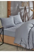 Formeya Gri Kapitone Yatak Koruyucu Alez Nevresim Set %100 Pamuk 8 Ebat - 1