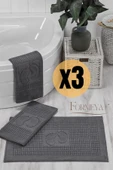 Formeya 3'lü Ayak İzli Ayak Havlusu - Paspas Banyo Seti (3 adet) - 1
