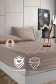 Pamukkale Renkli Alez Kahverengi %100 Pamuk Kapitone Sıvı Geçirmez Alez Çarşaf Fitted (16 Ebat) - 3