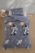 Astronot Desenli Tek Kişilik Çift Taraflı Wellsoft Yorgan ve Yastık Kılıfı Seti (Çarşafsız) - 1
