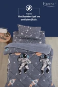 Tek Kişilik Çarşaflı Astronot Desenli Çift Taraflı Wellsoft Uyku Seti (Yorgan+Çarşaf+Yastık Kılıfı) - 5