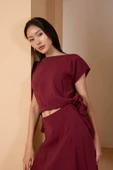 Bordo Salaş Modal Dokuma Bluz thumbnail 3
