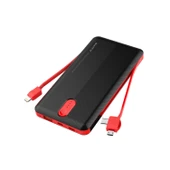 SWORD 10.000mAh Kendinden Kablolu Hızlı Güvenli Şarj Taşınabilir Siyah Powerbank iPhone,Android Uyumlu SW-10PO3 - 5