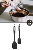 Silicolife Büyük ve Küçük Spatula Seti, Isıya Dayanıklı Yanmaz Yapışmaz Silikon Spatula 2’li Set thumbnail 1