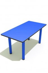 Metal Ayaklı Çocuk odası Anaokulu Kreş Eğitici Zeka Geliştiren Montessori Mavi Dikdörtgen Masa 60x120 - 2