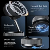 Vakum Özellikli Magnetik Araç içi Telefon Tutucu Katlanabilir K10A - 4