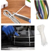 Plastik Cırt Kelepçe (100 Adet) 3.6x250 mm Beyaz Renk Zip Kablo Bağı Çok Amaçlı Bağlama - 7