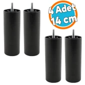 Mobilya Kanepe Sehpa TV Ünitesi Koltuk Gizli  Orta Destek Ayağı Baza Ayakları 14 cm Siyah 4 Adet thumbnail 1