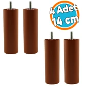4 Adet Mobilya Kanepe Koltuk Baza Yükseltme M8 Civatalı İnce Diş Destek Ayağı Ayak Kahverengi 14 cm - 1