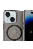 Mopal İphone 15 Uyumlu Metal Mıknatıslı Stant Magsafe Özellikli Ultra Ince Sert Paris Silikon Kılıf - 3