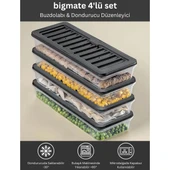 bigmate 4'lü Şeffaf Saklama Kabı 4x1 Lt BGMT1515 Mikrodalga Buzdolabı ve Dondurucu Uyumlu Düzenleyici - 1