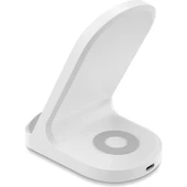 Polosmart 2 In 1 Masaüstü Kablosuz Şarj Cihazı Beyaz PBS129 thumbnail 3