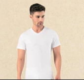 Omera Organik Kumaş Erkek Ribana Kısa Kol V Yaka Atlet 2009 thumbnail 2