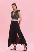 Fermuar Detaylı Yırtmaçlı Asimetrik Etek thumbnail 1