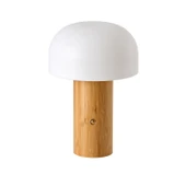 Apliqa Olwa Ahşap Detaylı Pilli Kablosuz Dokunmatik Şarjlı Led Mantar Abajur Masa Lambası thumbnail 1