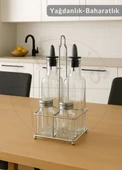 4’lü Set Yağdanlık Takımı 200 ml Cam Tuzluk Seti Baharatlık Yağlık Sirkelik Tuzluk - 2