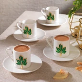 Schafer Zyra 4 Kişilik Kahve Fincan Takımı 8 Parça-Yapraklı - 1