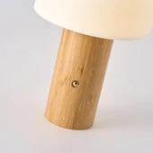Apliqa Olwa Ahşap Detaylı Pilli Kablosuz Dokunmatik Şarjlı Led Mantar Abajur Masa Lambası thumbnail 4