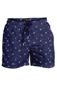Büyük Beden Su İtici Özellikli Dijital Baskılı Erkek Plaj Deniz Şort Mayo - 271-Lacivert thumbnail 4