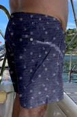 Büyük Beden Su İtici Özellikli Dijital Baskılı Erkek Plaj Deniz Şort Mayo - 271-Lacivert thumbnail 3