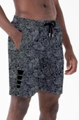 Uzun Boy Model Su İtici Özellikli Dijital Baskılı Erkek Plaj Deniz Şort Mayo - 243-Siyah thumbnail 1