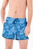 Mini Model Su İtici Özellikli Dijital Baskılı Kısa Boy Erkek Plaj Deniz Şort Mayo - 278-Saks - 3