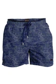Büyük Beden Su İtici Özellikli Dijital Baskılı Erkek Plaj Deniz Şort Mayo - 274-Lacivert thumbnail 4